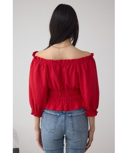 AZUL by moussy(アズールバイマウジー)の「ギャザーフリル2WAYブラウス(シャツ/ブラウス・レディース・アイボリー/ブラック/レッド・FREE)」の4枚目の写真