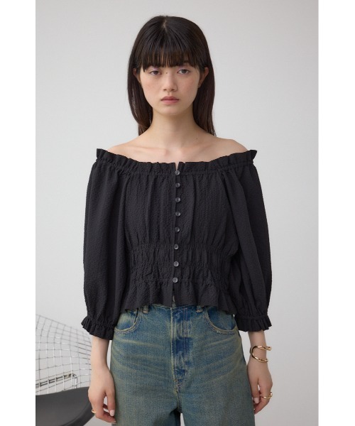 AZUL by moussy(アズールバイマウジー)の「ギャザーフリル2WAYブラウス(シャツ/ブラウス・レディース・アイボリー/ブラック/レッド・FREE)」の17枚目の写真