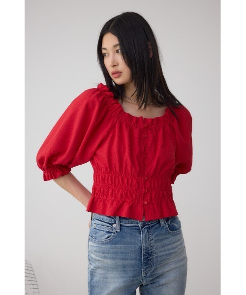 AZUL by moussy(アズールバイマウジー)の「ギャザーフリル2WAYブラウス(シャツ/ブラウス・レディース・アイボリー/ブラック/レッド・FREE)」の14枚目の写真