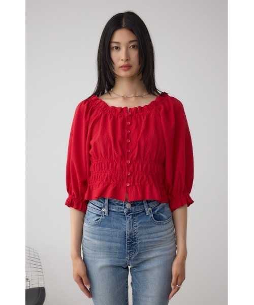 AZUL by moussy(アズールバイマウジー)の「ギャザーフリル2WAYブラウス(シャツ/ブラウス・レディース・アイボリー/ブラック/レッド・FREE)」の12枚目の写真