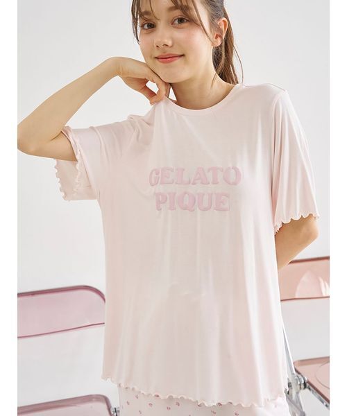 【ま】ジェラートピケ❤︎ロゴ半袖Tシャツ&ロングパンツ 新品 ジェラートピケ ジェラピケ ロゴTシャツ 上下セット 半袖