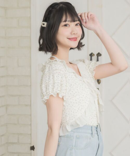 ems excite(エムズエキサイト)の「小花柄フリルCTSET(Tシャツ/カットソー・レディース・ブラック系その他/ホワイト系その他/ブルー系その他・FREE)」の9枚目の写真