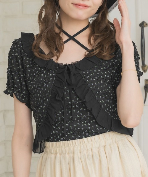 美品　HOLIDAY フリルカットソー HOLIDAY ホリデイ フリルTシャツ カットソー ロング袖 長袖