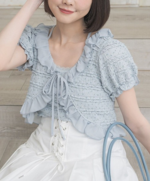 4月末までお値下げ　新品タグ付き　archivio フリル付きシャツ 40 セール】小花柄フリルCTSET（Tシャツ/カットソー）｜ems excite