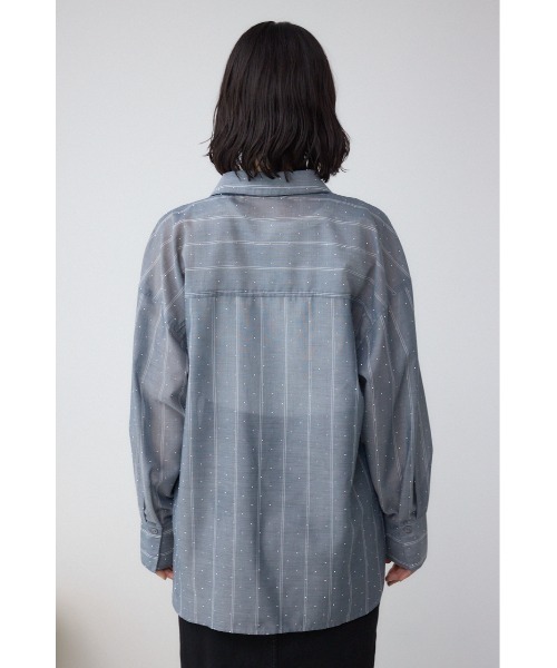 あ Mサイズラインストーン付きオーバーサイズネルシャツ セール】ラインストーンシャツ（シャツ/ブラウス）｜AZUL BY MOUSSY