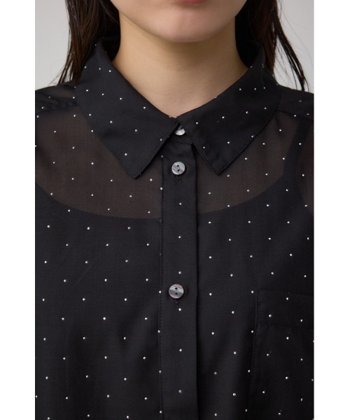 AZUL by moussy（アズールバイマウジー）の「ラインストーンシャツ（シャツ/ブラウス・レディース・ブラック/オフホワイト/ストライプ・SMALL/MEDIUM）」の21枚目の写真