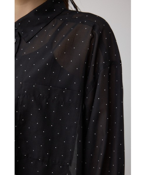 AZUL by moussy（アズールバイマウジー）の「ラインストーンシャツ（シャツ/ブラウス・レディース・ブラック/オフホワイト/ストライプ・SMALL/MEDIUM）」の20枚目の写真