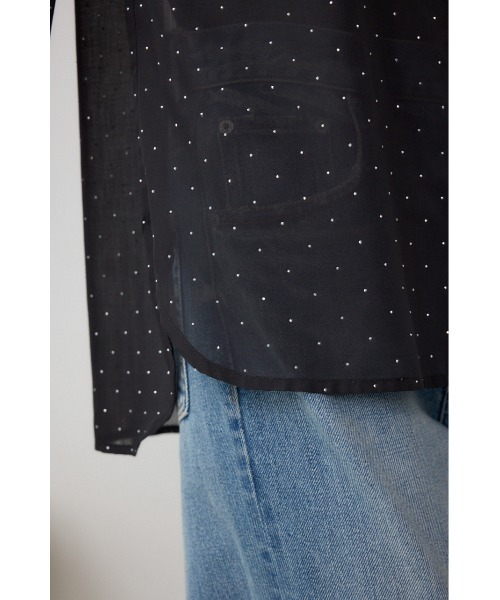 AZUL by moussy（アズールバイマウジー）の「ラインストーンシャツ（シャツ/ブラウス・レディース・ブラック/オフホワイト/ストライプ・SMALL/MEDIUM）」の19枚目の写真