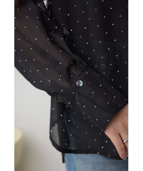 AZUL by moussy（アズールバイマウジー）の「ラインストーンシャツ（シャツ/ブラウス・レディース・ブラック/オフホワイト/ストライプ・SMALL/MEDIUM）」の18枚目の写真