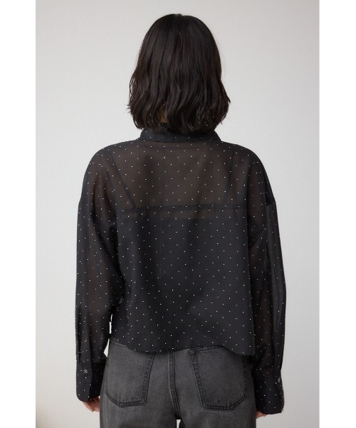 AZUL by moussy（アズールバイマウジー）の「ラインストーンシャツ（シャツ/ブラウス・レディース・ブラック/オフホワイト/ストライプ・SMALL/MEDIUM）」の16枚目の写真