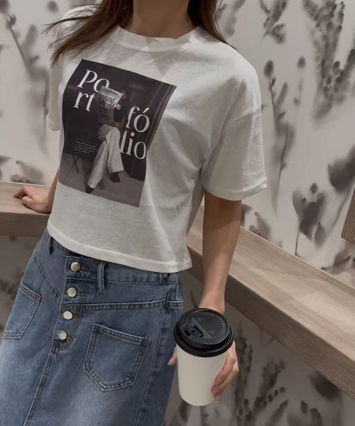 LETee（レティー）の「BOX転写プリントTシャツ（Tシャツ/カットソー・レディース・ホワイト/グレー/ネイビー/ブラウン・FREE）」の15枚目の写真