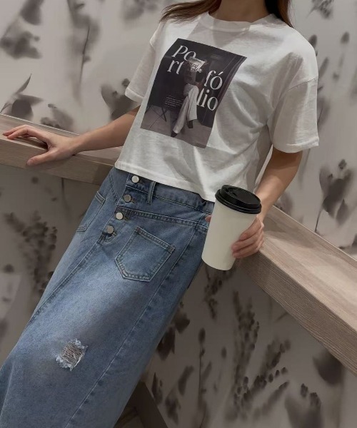 LETee（レティー）の「BOX転写プリントTシャツ（Tシャツ/カットソー・レディース・ホワイト/グレー/ネイビー/ブラウン・FREE）」の17枚目の写真