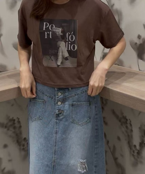 LETee（レティー）の「BOX転写プリントTシャツ（Tシャツ/カットソー・レディース・ホワイト/グレー/ネイビー/ブラウン・FREE）」の19枚目の写真