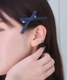 mellowneon（メロウネオン）の「デニムリボンヘアクリップ/右（バレッタ/ヘアクリップ）」