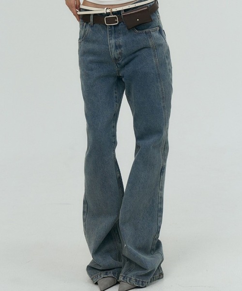 PLACE STUDIO(プレイススタジオ)の「PLACE STUDIO/スリムブーツカットパンツ(デニムパンツ・レディース・ブラック/ライトブルー・SMALL)」の2枚目の写真