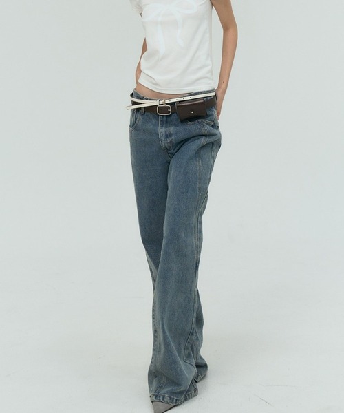 PLACE STUDIO(プレイススタジオ)の「PLACE STUDIO/スリムブーツカットパンツ(デニムパンツ・レディース・ブラック/ライトブルー・SMALL)」の21枚目の写真