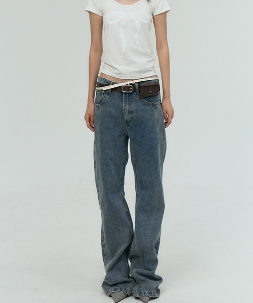 PLACE STUDIO(プレイススタジオ)の「PLACE STUDIO/スリムブーツカットパンツ(デニムパンツ・レディース・ブラック/ライトブルー・SMALL)」の22枚目の写真