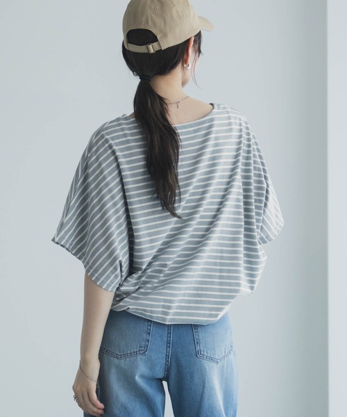 Mac-House(マックハウス)の「Idnes 裾ドロストボーダーカットソー(Tシャツ/カットソー・レディース・サックスブルー/オフホワイト/ネイビー・M)」の21枚目の写真