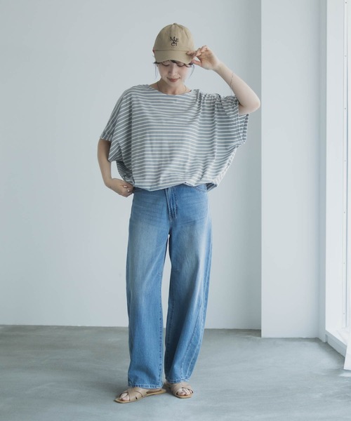 Mac-House(マックハウス)の「Idnes 裾ドロストボーダーカットソー(Tシャツ/カットソー・レディース・サックスブルー/オフホワイト/ネイビー・M)」の22枚目の写真