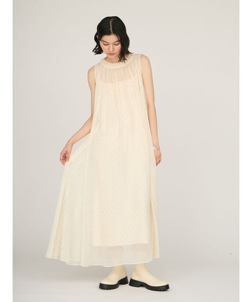 emmi(エミ)の「ラメドットボリュームワンピース(ワンピース・レディース・アイボリー/ネイビー・0/1)」の4枚目の写真