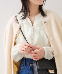 シアーラッフルブラウス/イージーケア