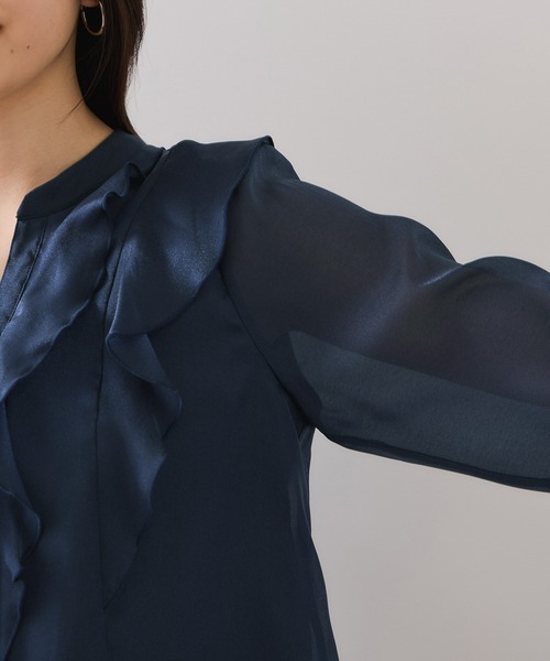 VIS（ビス）の「シアーラッフルブラウス/イージーケア（シャツ/ブラウス・レディース・ピンク/キナリ/ネイビー・FREE）」の21枚目の写真