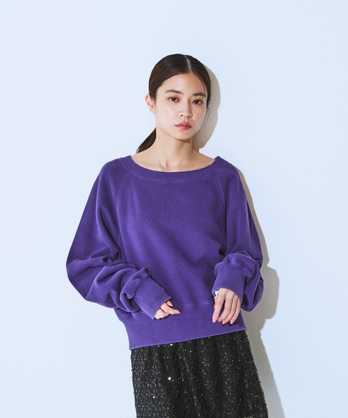 JEANASIS(ジーナシス)の「ヴィンテージウラケショートボートネックプルオーバー/591515(スウェット・レディース・ブラック/レッド/ブラウン/杢グレー/チャコールグレー/パープル・FREE)」の5枚目の写真