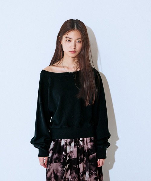 JEANASIS(ジーナシス)の「ヴィンテージウラケショートボートネックプルオーバー/591515(スウェット・レディース・ブラック/レッド/ブラウン/杢グレー/チャコールグレー/パープル・FREE)」の8枚目の写真