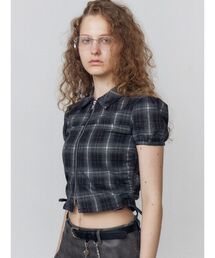 EMODA（エモダ）の「ストリングリボンジップシャツトップ（Tシャツ/カットソー）」