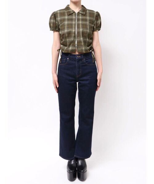 EMODA(エモダ)の「ストリングリボンジップシャツトップ(Tシャツ/カットソー・レディース・カーキ/ブラック/ブラウン・FREE)」の14枚目の写真