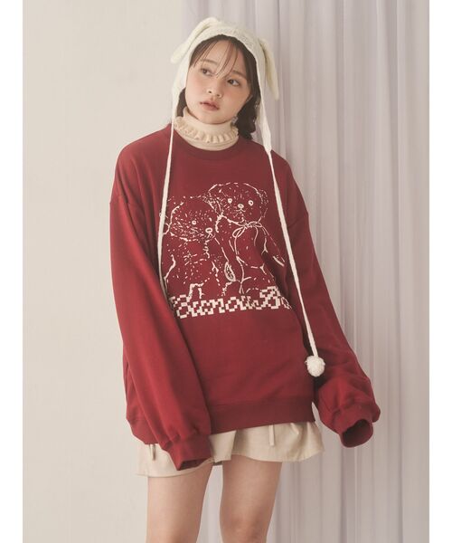 merry jenny（メリージェニー）の「Nounou Bearスウェット（スウェット・レディース・ボルドー/ライトグレー/ベージュ/チャコールグレー・FREE）」の13枚目の写真