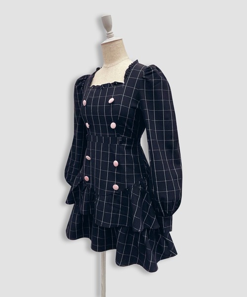 セール】ベロアリボン配色ワンピース（ワンピース）｜Honey Cinnamon