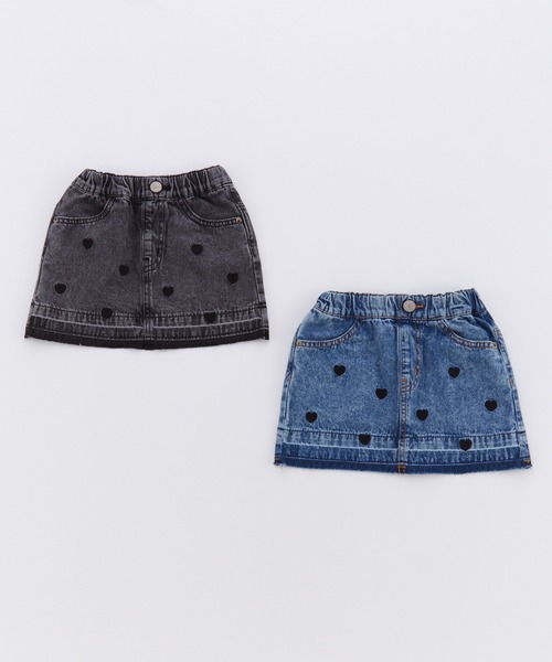 Ocean&Ground（オーシャン&グラウンド）の「ハート刺繍デニムミニスカート（スカート・キッズ・ブラック/ブルー・120/110/100/90/140/130）」の3枚目の写真