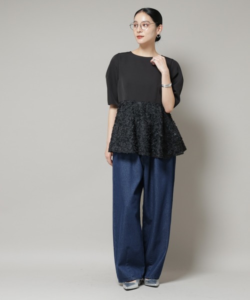 NANO universe（ナノユニバース）の「ドロストデニムパンツ(セットアップ可)（デニムパンツ・レディース・ライトブルー/ネイビー・FREE）」の12枚目の写真