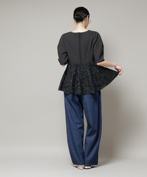 NANO universe（ナノユニバース）の「ドロストデニムパンツ(セットアップ可)（デニムパンツ・レディース・ライトブルー/ネイビー・FREE）」の13枚目の写真