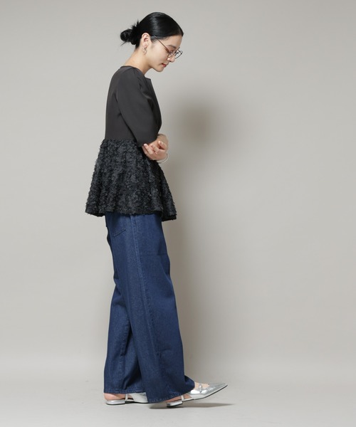 NANO universe（ナノユニバース）の「ドロストデニムパンツ(セットアップ可)（デニムパンツ・レディース・ライトブルー/ネイビー・FREE）」の14枚目の写真