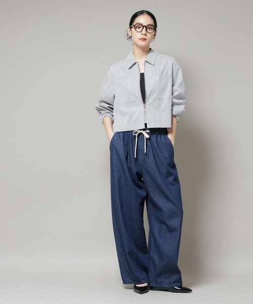 NANO universe（ナノユニバース）の「ドロストデニムパンツ(セットアップ可)（デニムパンツ・レディース・ライトブルー/ネイビー・FREE）」の15枚目の写真