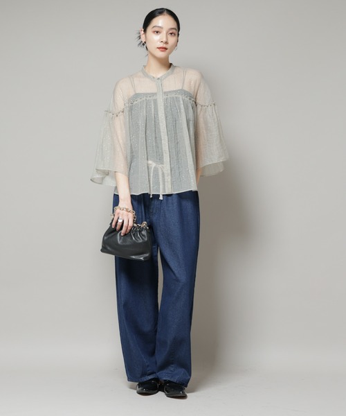 NANO universe（ナノユニバース）の「ドロストデニムパンツ(セットアップ可)（デニムパンツ・レディース・ライトブルー/ネイビー・FREE）」の10枚目の写真