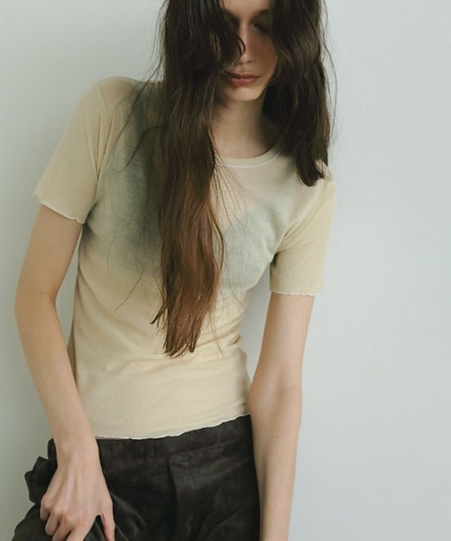 ETRE TOKYO（エトレトウキョウ）の「カラーメローシアーTee（Tシャツ/カットソー・レディース・ブラウン/ホワイト/ベージュ・FREE）」の5枚目の写真