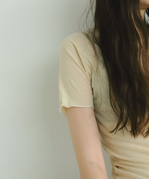 ETRE TOKYO（エトレトウキョウ）の「カラーメローシアーTee（Tシャツ/カットソー・レディース・ブラウン/ホワイト/ベージュ・FREE）」の6枚目の写真