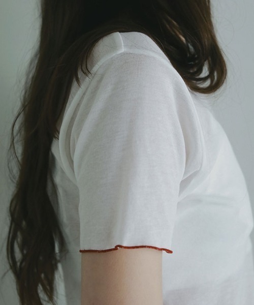 ETRE TOKYO（エトレトウキョウ）の「カラーメローシアーTee（Tシャツ/カットソー・レディース・ブラウン/ホワイト/ベージュ・FREE）」の12枚目の写真