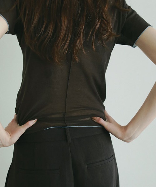 ETRE TOKYO（エトレトウキョウ）の「カラーメローシアーTee（Tシャツ/カットソー・レディース・ブラウン/ホワイト/ベージュ・FREE）」の18枚目の写真