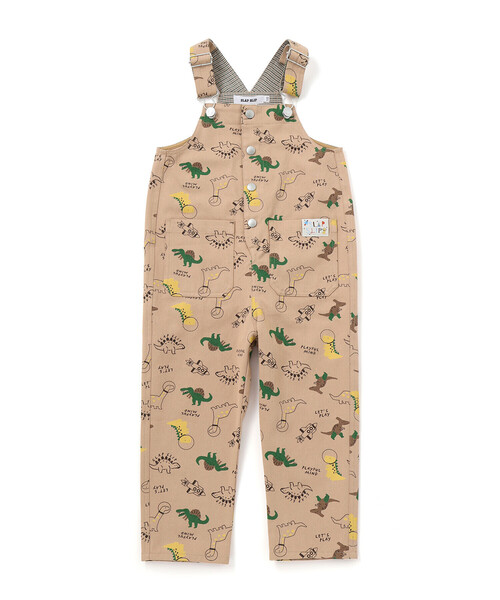 SLAP SLIP（スラップスリップ）の「【お揃い】デニムツイル恐竜ロケット総柄サロペット(80~120cm)（サロペット/オーバーオール・キッズ・ブルー系その他2/ベージュ系その他・80ｃｍ/110cm/120cm/100cm/90cm）」の2枚目の写真