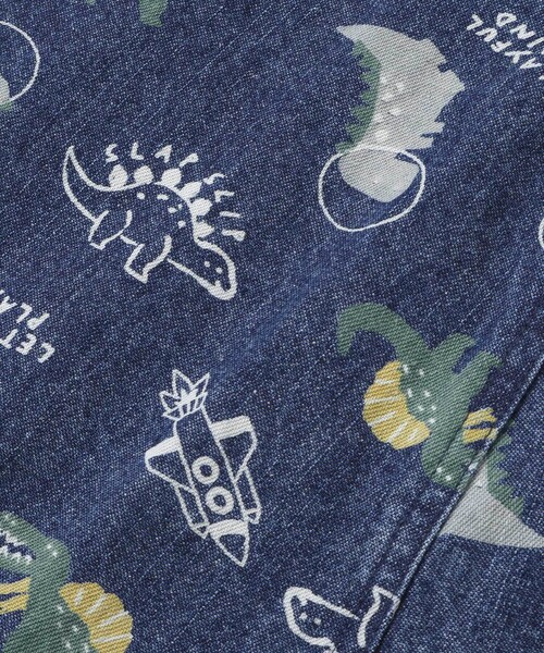 SLAP SLIP（スラップスリップ）の「【お揃い】デニムツイル恐竜ロケット総柄サロペット(80~120cm)（サロペット/オーバーオール・キッズ・ブルー系その他2/ベージュ系その他・80ｃｍ/110cm/120cm/100cm/90cm）」の7枚目の写真