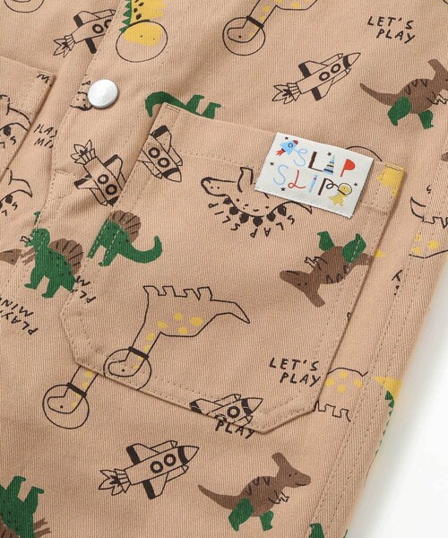 SLAP SLIP（スラップスリップ）の「【お揃い】デニムツイル恐竜ロケット総柄サロペット(80~120cm)（サロペット/オーバーオール・キッズ・ブルー系その他2/ベージュ系その他・80ｃｍ/110cm/120cm/100cm/90cm）」の14枚目の写真