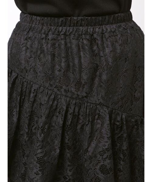 jouetie（ジュエティ）の「アシメヘムシアーロングレーススカート（スカート・レディース・ブラック/オフホワイト/ブルー・MEDIUM）」の7枚目の写真