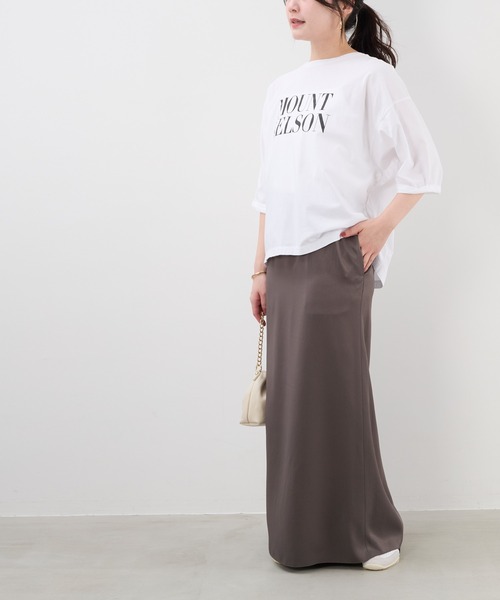 MICA&DEAL（マイカ＆ディール）の「"MOUNT NELSON"ロゴ5分袖Tシャツ（Tシャツ/カットソー・レディース・ライトベージュ/グレー/ホワイト・FREE）」の15枚目の写真