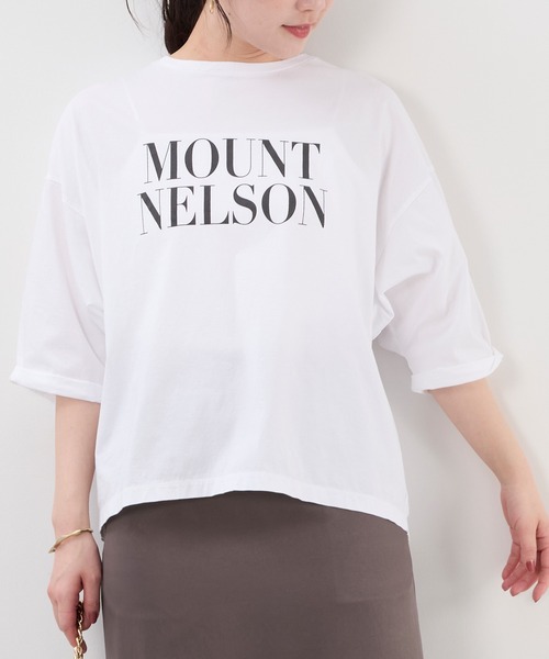 MICA&DEAL（マイカ＆ディール）の「"MOUNT NELSON"ロゴ5分袖Tシャツ（Tシャツ/カットソー・レディース・ライトベージュ/グレー/ホワイト・FREE）」の16枚目の写真