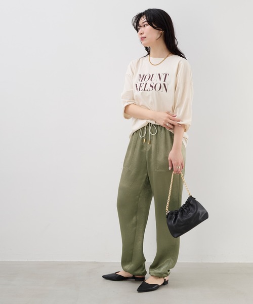 MICA&DEAL（マイカ＆ディール）の「"MOUNT NELSON"ロゴ5分袖Tシャツ（Tシャツ/カットソー・レディース・ライトベージュ/グレー/ホワイト・FREE）」の9枚目の写真