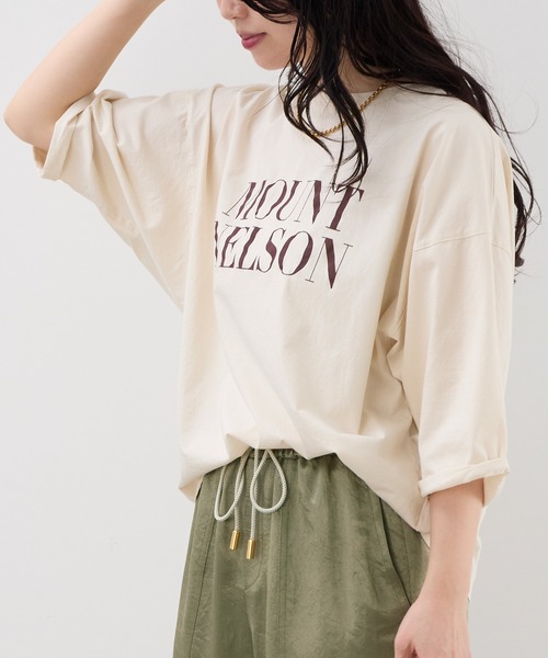 MICA&DEAL（マイカ＆ディール）の「"MOUNT NELSON"ロゴ5分袖Tシャツ（Tシャツ/カットソー・レディース・ライトベージュ/グレー/ホワイト・FREE）」の11枚目の写真